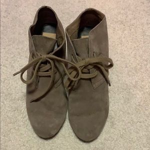 Taupe suede Dolce Vita lace up booties